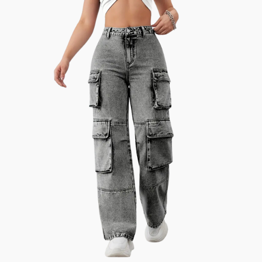 High waist cargo jeans