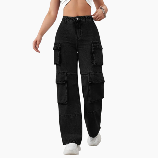 High waist cargo jeans