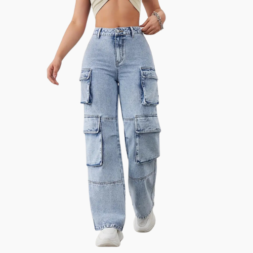 High waist cargo jeans