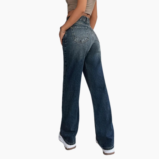 Women's Vintage Washed Blue Straight-Leg Jeans