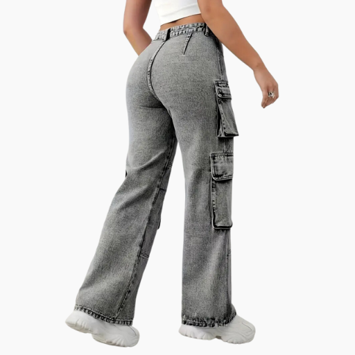 High waist cargo jeans