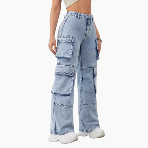 High waist cargo jeans