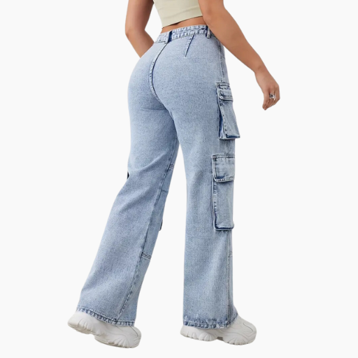 High waist cargo jeans