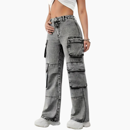 High waist cargo jeans