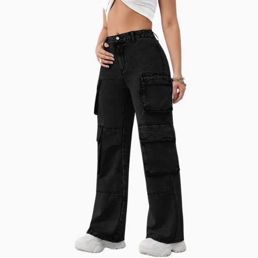 High waist cargo jeans