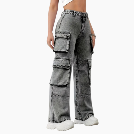 High waist cargo jeans