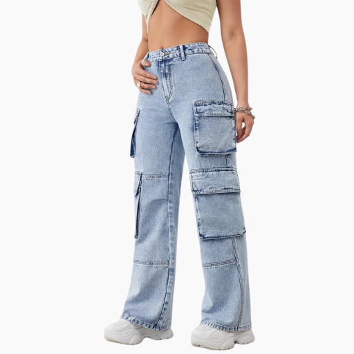 High waist cargo jeans