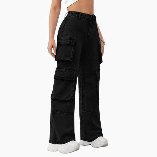 High waist cargo jeans